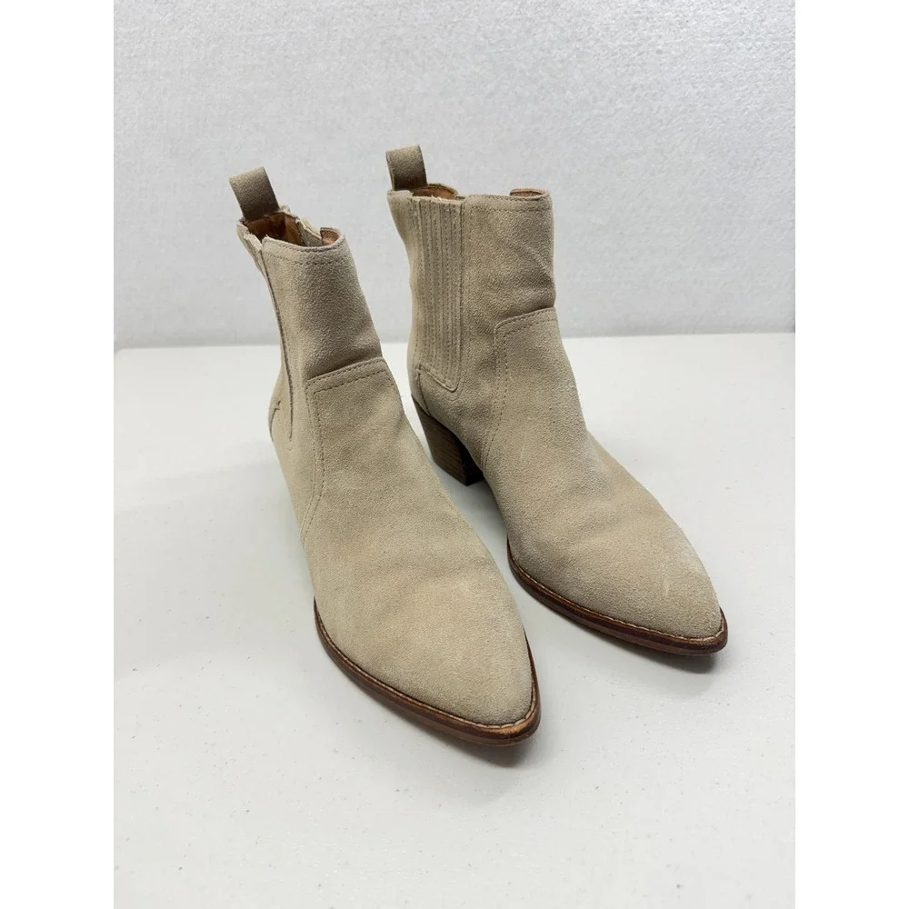 Madewell Tan Genuine Suede Leather Pointed Toe Chelsea Western Ankle Boots 8